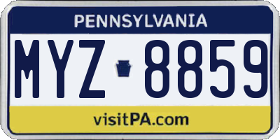 PA license plate MYZ8859