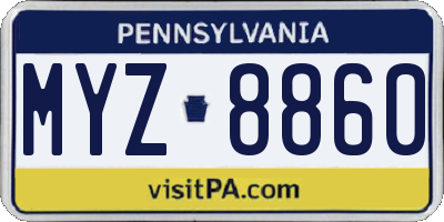 PA license plate MYZ8860