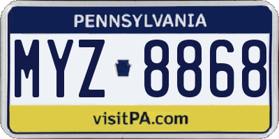 PA license plate MYZ8868