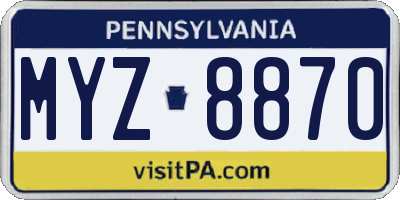 PA license plate MYZ8870