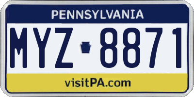 PA license plate MYZ8871