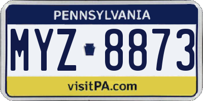 PA license plate MYZ8873