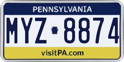PA license plate MYZ8874