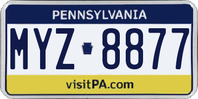 PA license plate MYZ8877