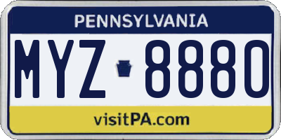 PA license plate MYZ8880