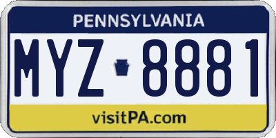 PA license plate MYZ8881