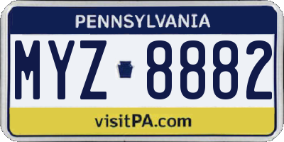 PA license plate MYZ8882