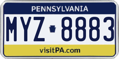 PA license plate MYZ8883