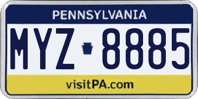 PA license plate MYZ8885