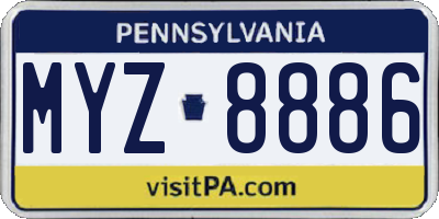 PA license plate MYZ8886