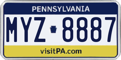 PA license plate MYZ8887