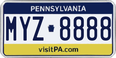 PA license plate MYZ8888