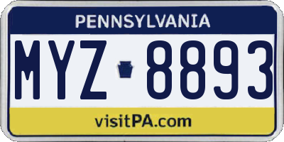 PA license plate MYZ8893