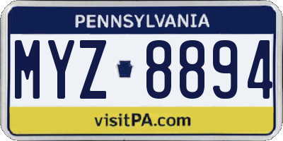 PA license plate MYZ8894