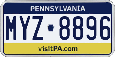 PA license plate MYZ8896