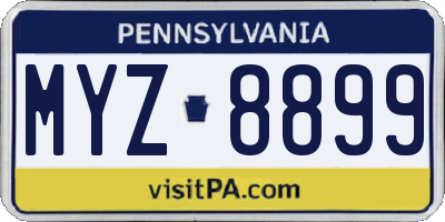 PA license plate MYZ8899