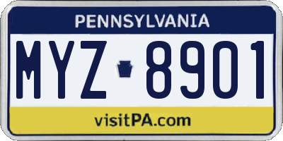 PA license plate MYZ8901
