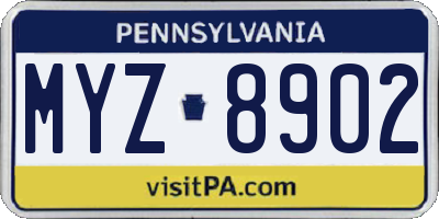 PA license plate MYZ8902