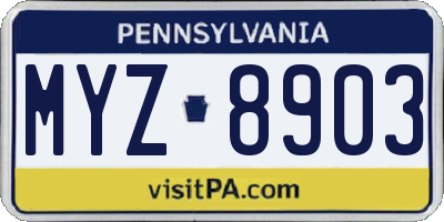 PA license plate MYZ8903