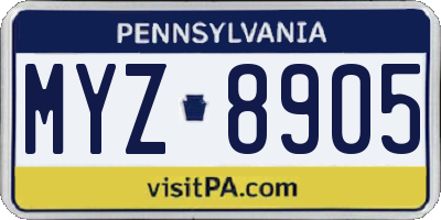 PA license plate MYZ8905