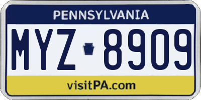 PA license plate MYZ8909