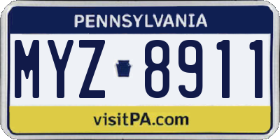 PA license plate MYZ8911