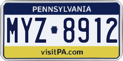 PA license plate MYZ8912