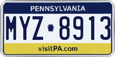 PA license plate MYZ8913