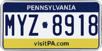 PA license plate MYZ8918