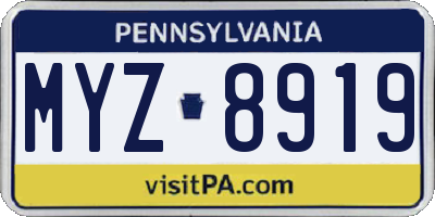 PA license plate MYZ8919