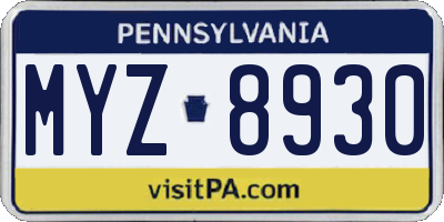 PA license plate MYZ8930