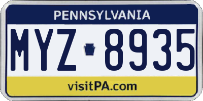 PA license plate MYZ8935