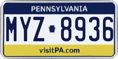PA license plate MYZ8936