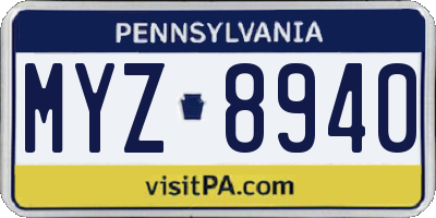 PA license plate MYZ8940
