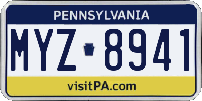 PA license plate MYZ8941