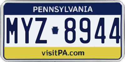 PA license plate MYZ8944