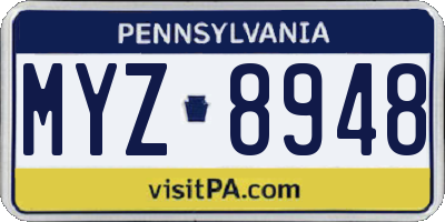 PA license plate MYZ8948