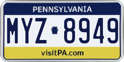 PA license plate MYZ8949