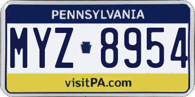 PA license plate MYZ8954