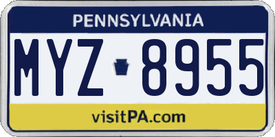 PA license plate MYZ8955