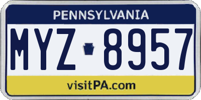 PA license plate MYZ8957