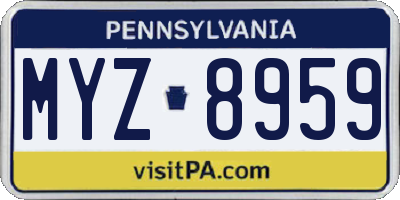 PA license plate MYZ8959