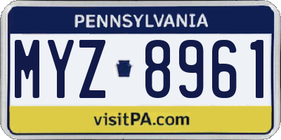 PA license plate MYZ8961