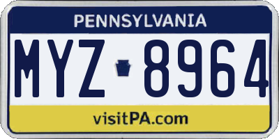 PA license plate MYZ8964