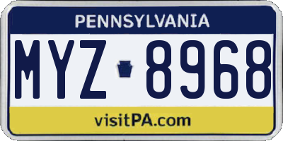 PA license plate MYZ8968