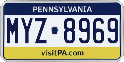 PA license plate MYZ8969