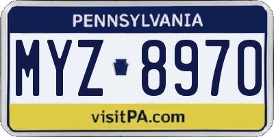 PA license plate MYZ8970