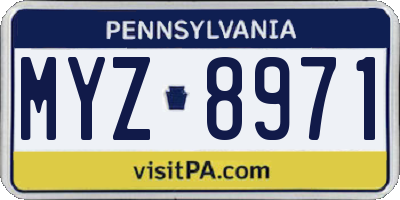 PA license plate MYZ8971