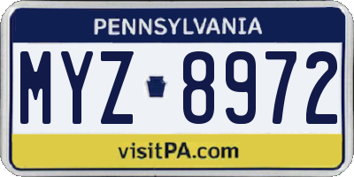 PA license plate MYZ8972