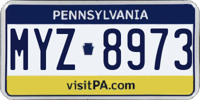 PA license plate MYZ8973